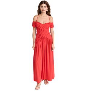 Rosetta Getty Women's Ruched Off The Shoulder Dress, Red, XS